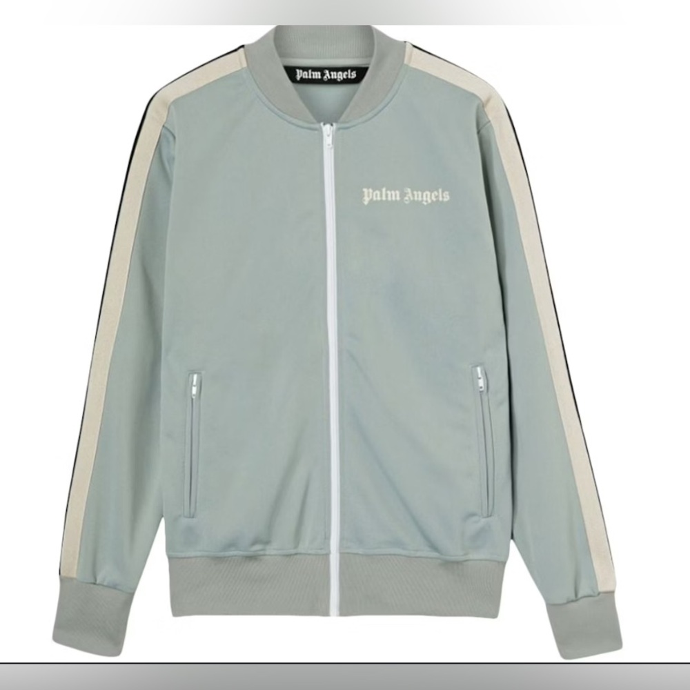 Palm Angels Seafoam and Striped Sleeve Bomber Track Jacket Size XL